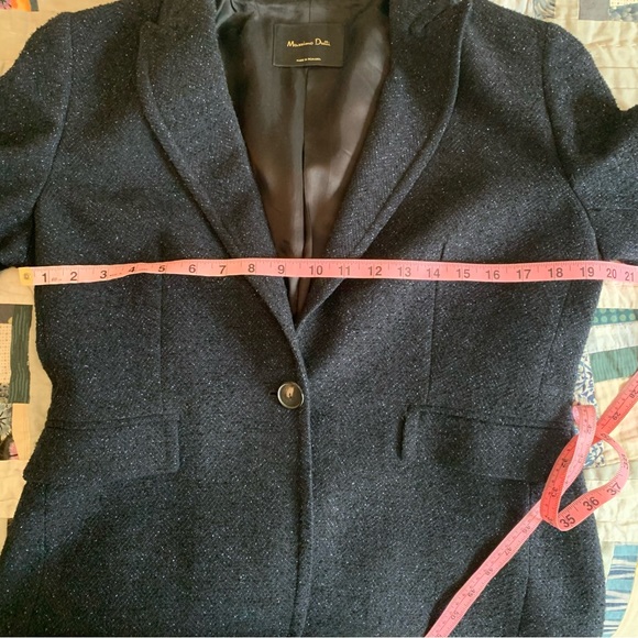 Massimo Dutti Blazer Navy Textured Tweed - Picture 6 of 7